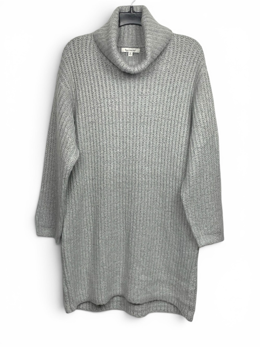 NEW Francesca's Gray Ribbed Cowl Neck Sweater Dress Medium